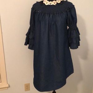 Off the shoulder jeans dress